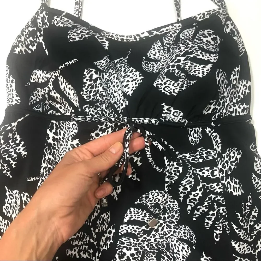Swim Solutions LEAVES Empire-Waist  Swimdress